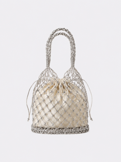 Helenuccia Silver/Ivory πλεκτή τσάντα με αλυσίδα Yam Capri